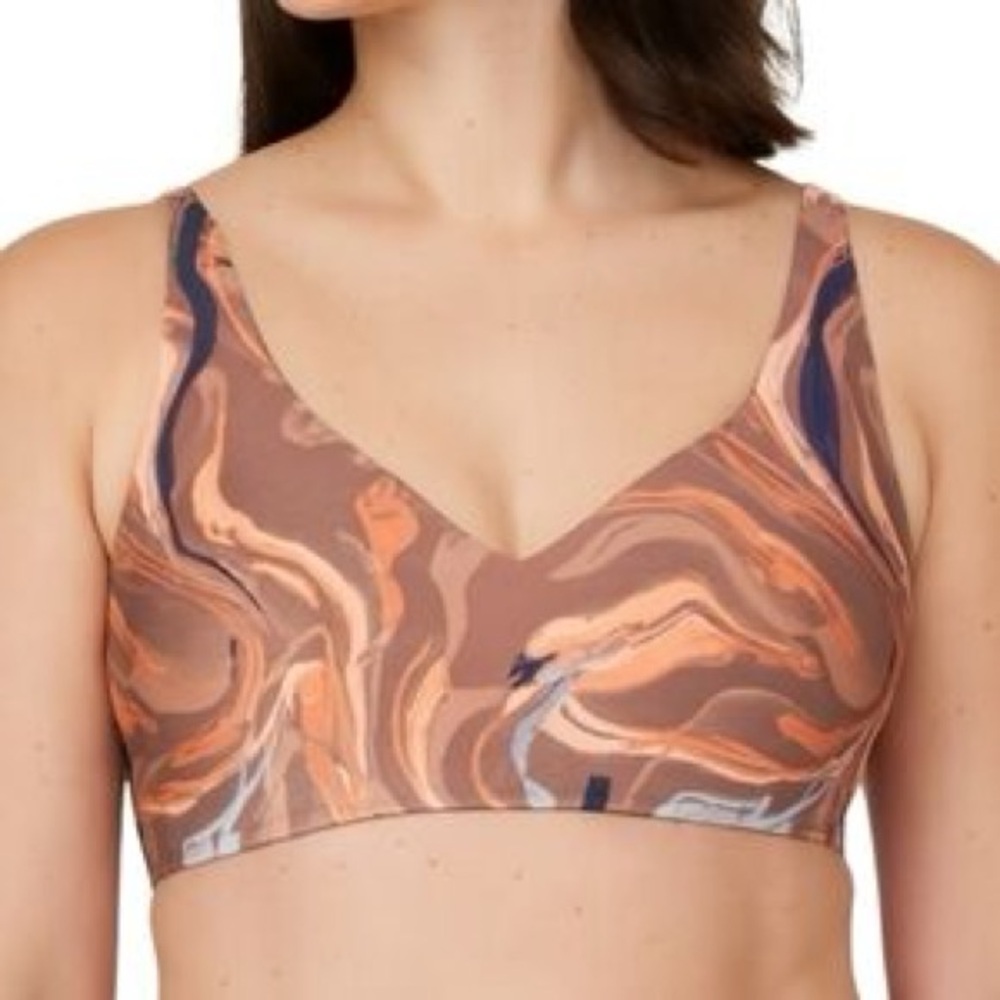 Knix Swirl Pattern Revolution Bra in Brown and Orange-Size XS+